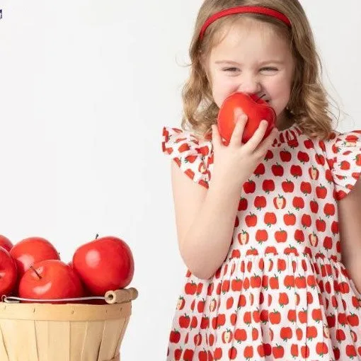 Red Apples Ruffle Dress