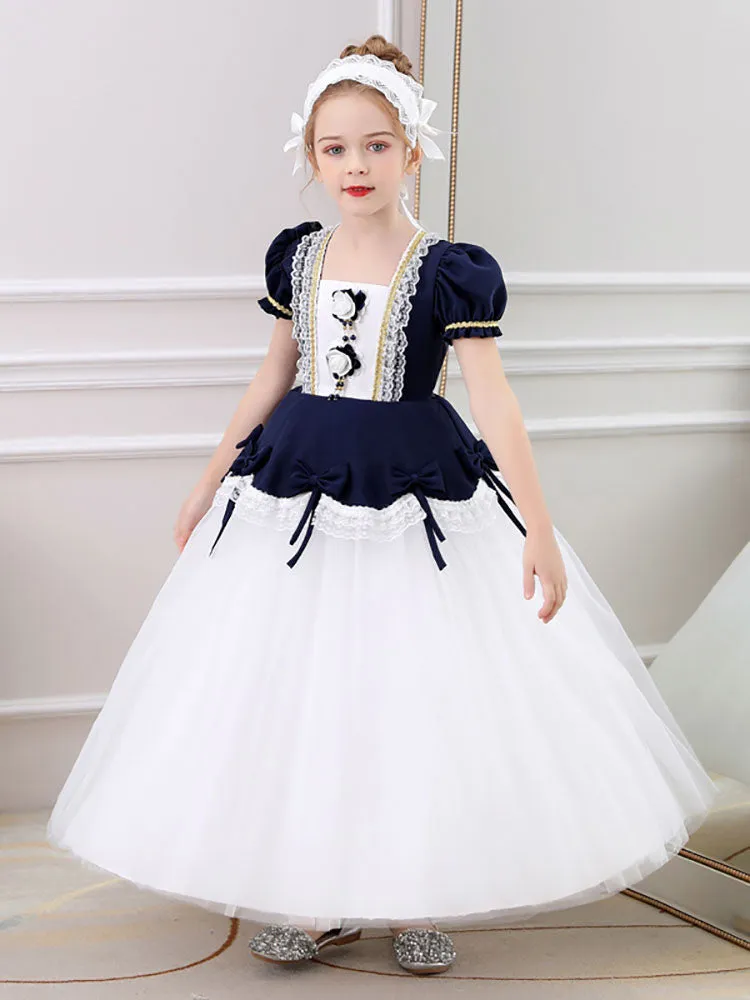Red Jewel Neck Polyester Short Sleeves Short A-Line Embroidered Formal Kids Pageant flower girl dresses