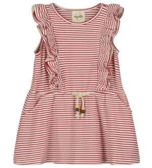 Red/White Stripe Ruffle Dress