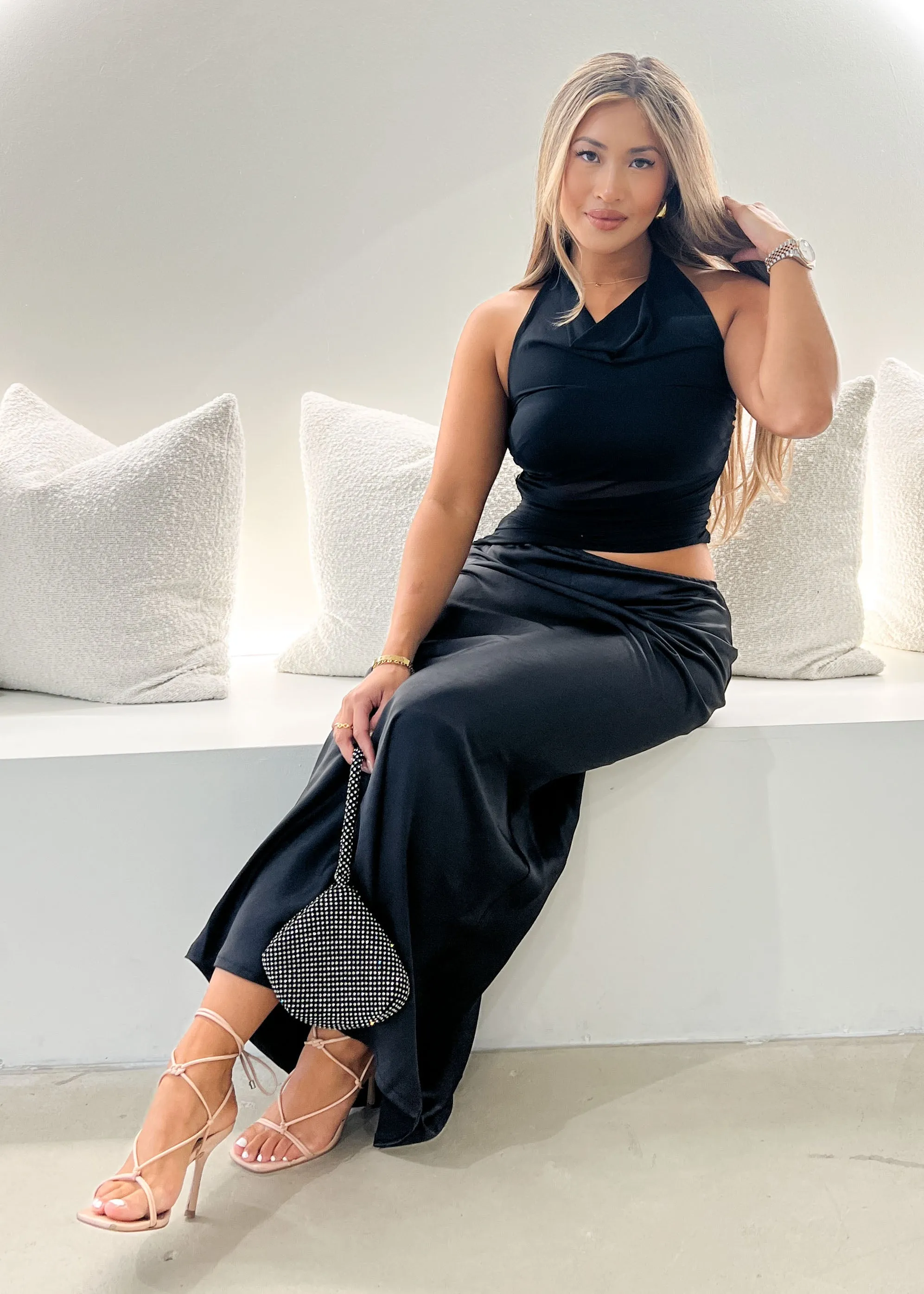 Renata Halter Maxi Dress - Black