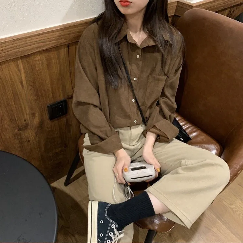 Retro Colors Casual Corduroy Shirt