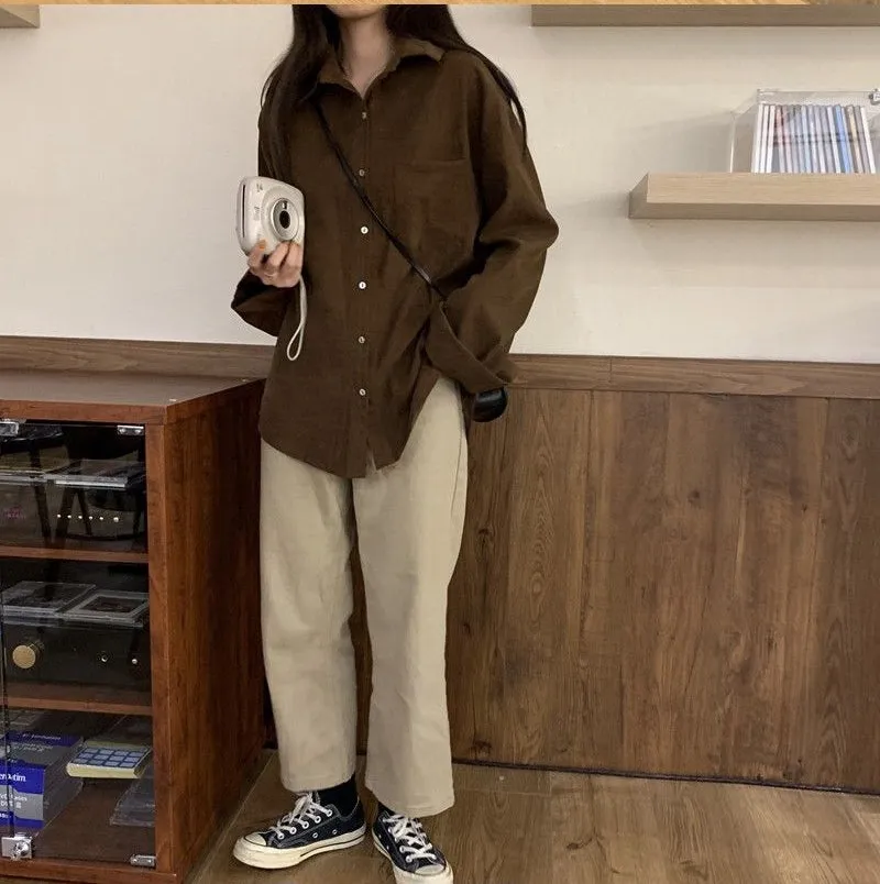 Retro Colors Casual Corduroy Shirt