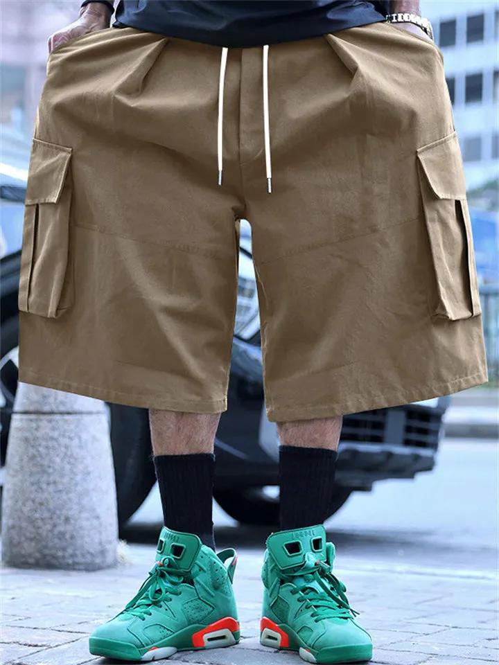 Retro Plus Size Cargo Drawstring Shorts for Male