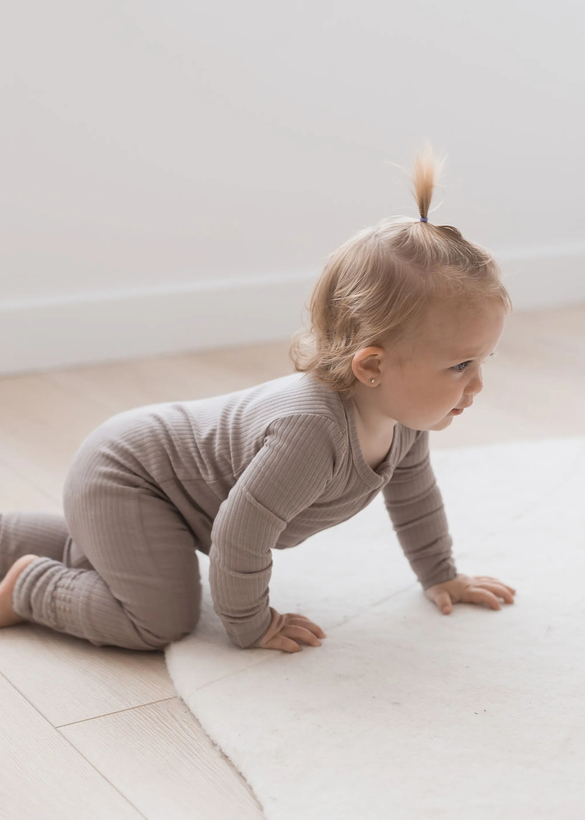 Ribbed Zipper Romper | Mushroom