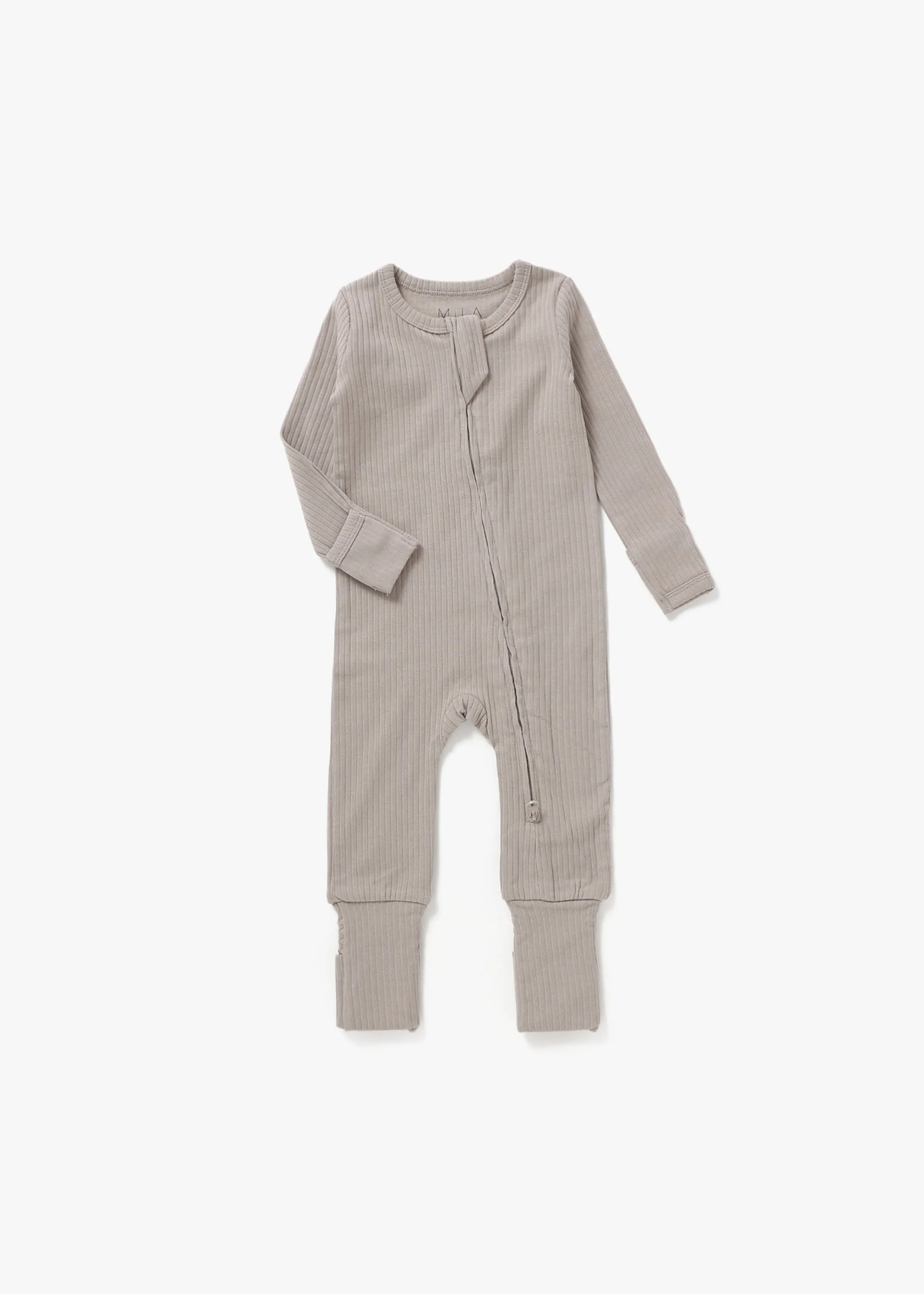 Ribbed Zipper Romper | Mushroom
