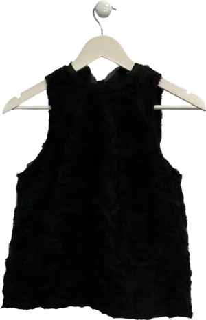 River Island Black 3d Floral Embroidered Bow Detail Shell Top UK 6