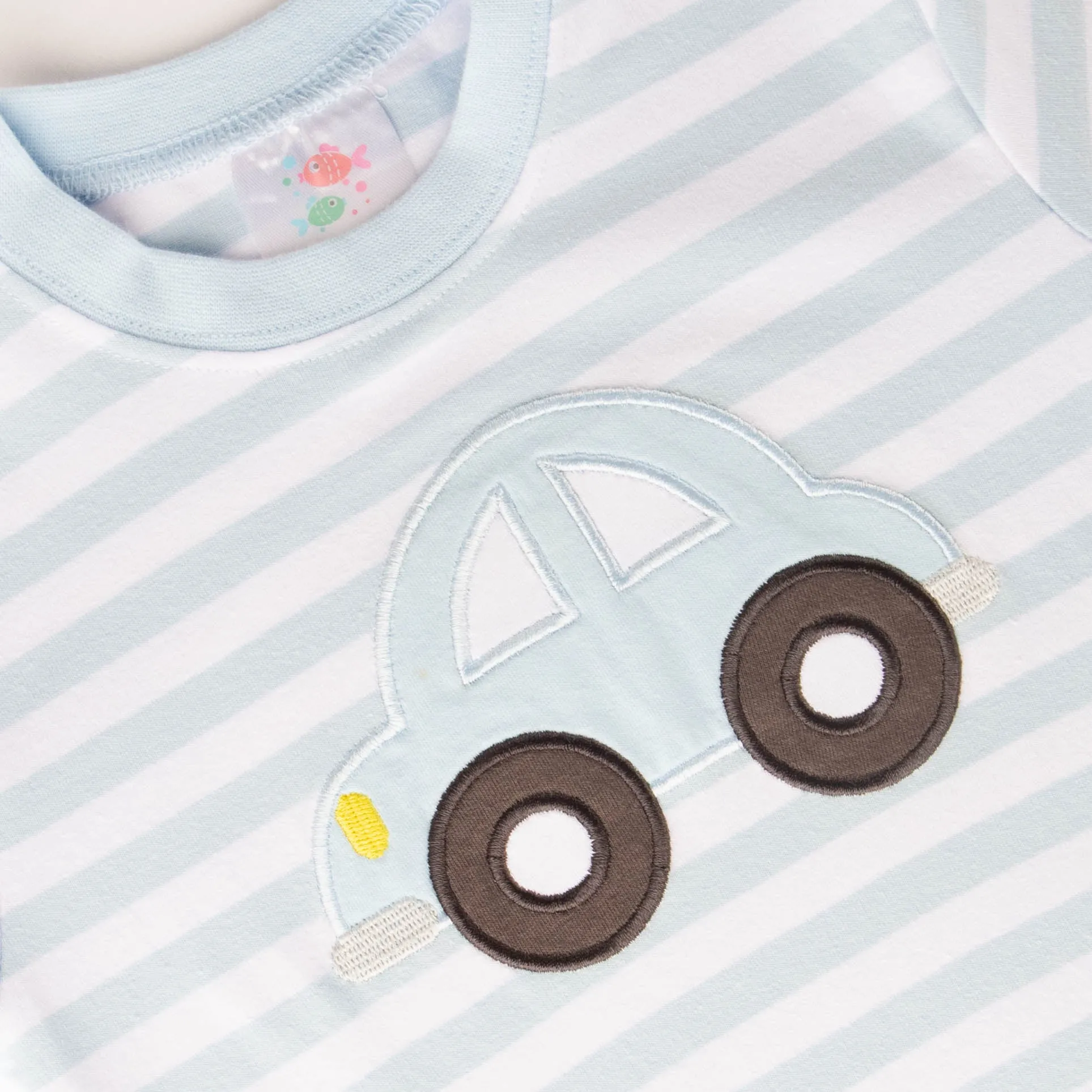 Road Trip Romper, Blue Stripe