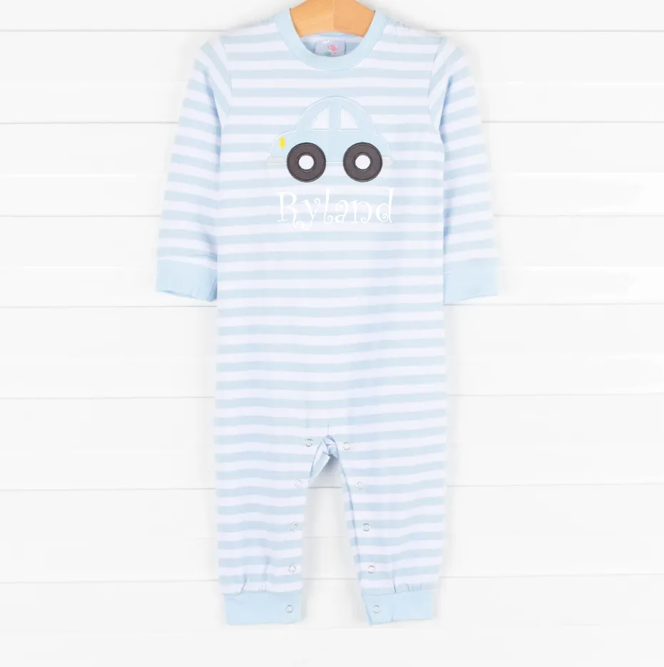 Road Trip Romper, Blue Stripe