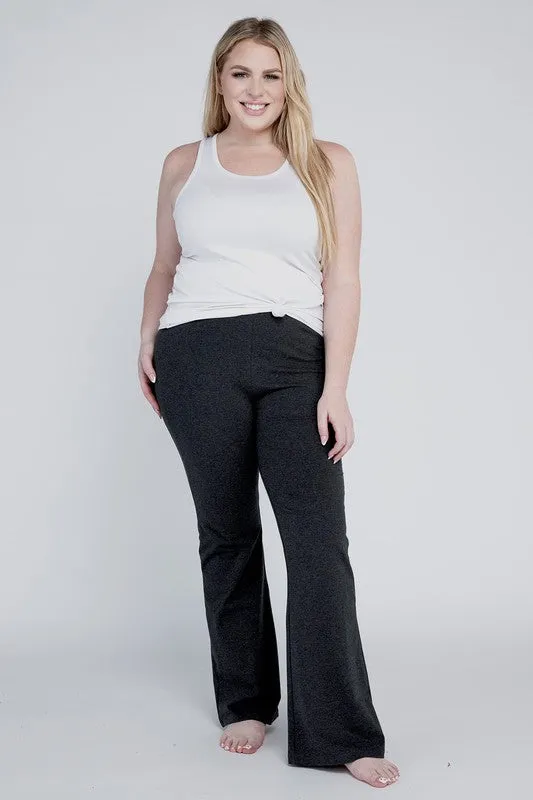 Rosa Curvy Plus Flare Bottoms - High Rise, Stretch Fabric, Full Length