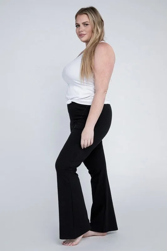 Rosa Curvy Plus Flare Bottoms - High Rise, Stretch Fabric, Full Length