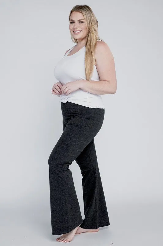 Rosa Curvy Plus Flare Bottoms - High Rise, Stretch Fabric, Full Length