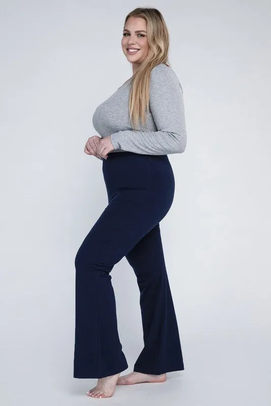 Rosa Curvy Plus Flare Bottoms - High Rise, Stretch Fabric, Full Length