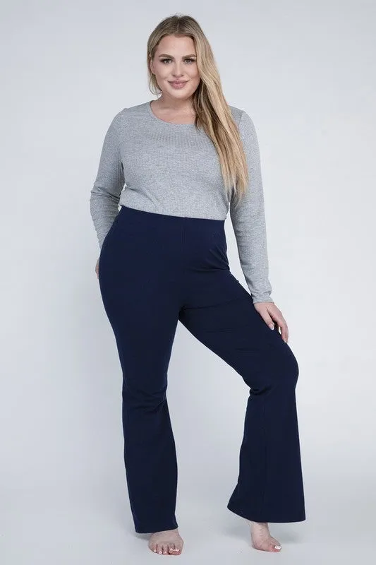 Rosa Curvy Plus Flare Bottoms - High Rise, Stretch Fabric, Full Length