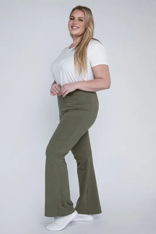 Rosa Curvy Plus Flare Bottoms - High Rise, Stretch Fabric, Full Length