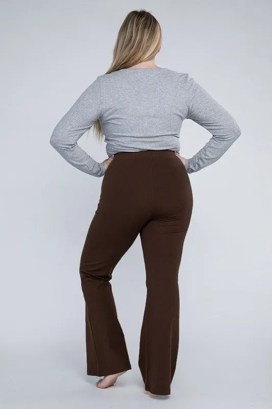 Rosa Curvy Plus Flare Bottoms - High Rise, Stretch Fabric, Full Length