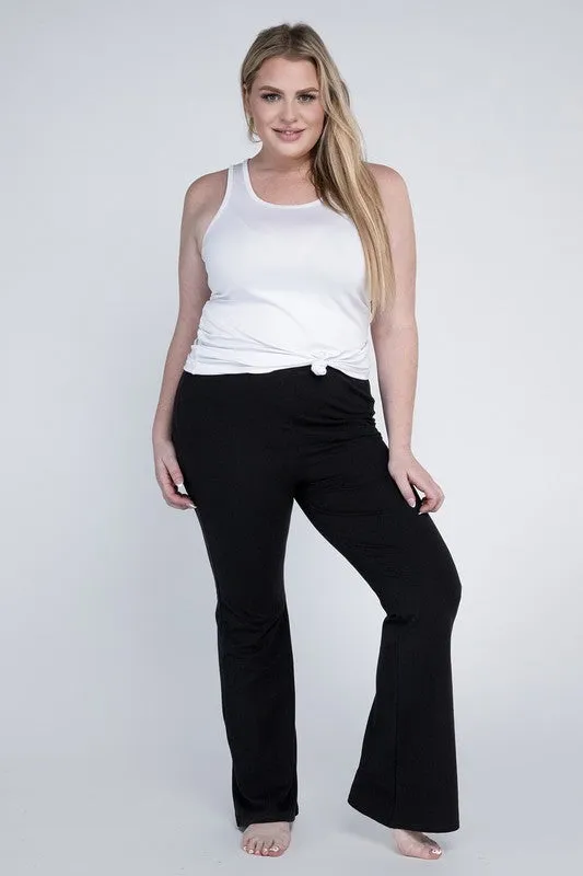 Rosa Curvy Plus Flare Bottoms - High Rise, Stretch Fabric, Full Length