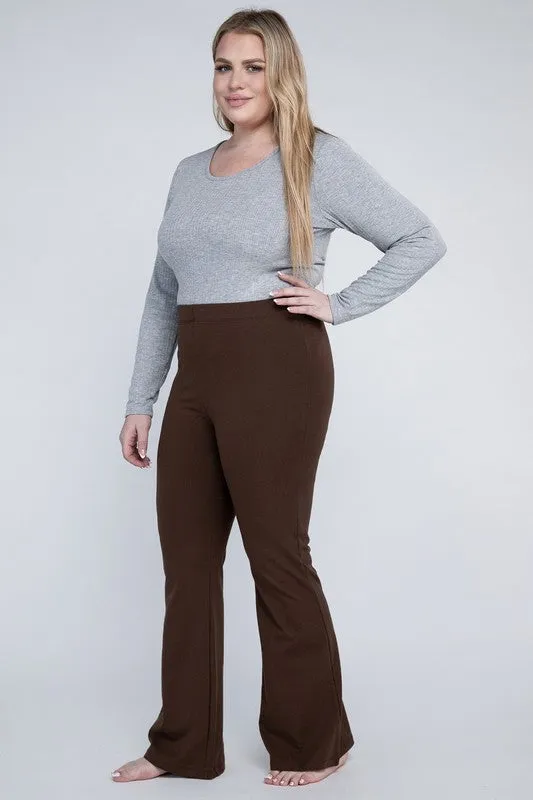 Rosa Curvy Plus Flare Bottoms - High Rise, Stretch Fabric, Full Length