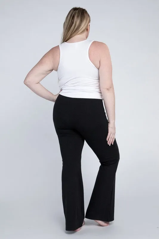 Rosa Curvy Plus Flare Bottoms - High Rise, Stretch Fabric, Full Length