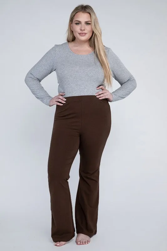 Rosa Curvy Plus Flare Bottoms - High Rise, Stretch Fabric, Full Length