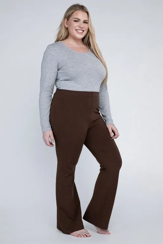 Rosa Curvy Plus Flare Bottoms - High Rise, Stretch Fabric, Full Length