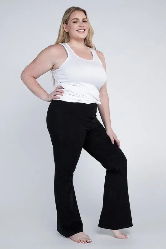 Rosa Curvy Plus Flare Bottoms - High Rise, Stretch Fabric, Full Length