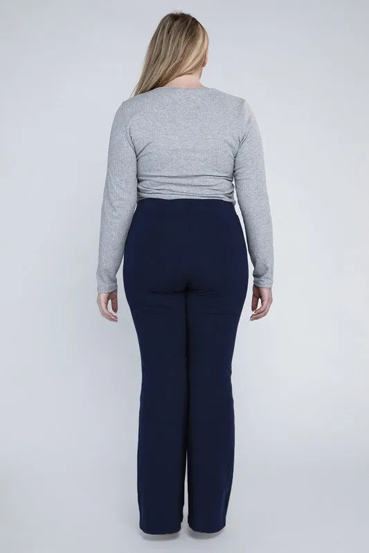 Rosa Curvy Plus Flare Bottoms - High Rise, Stretch Fabric, Full Length