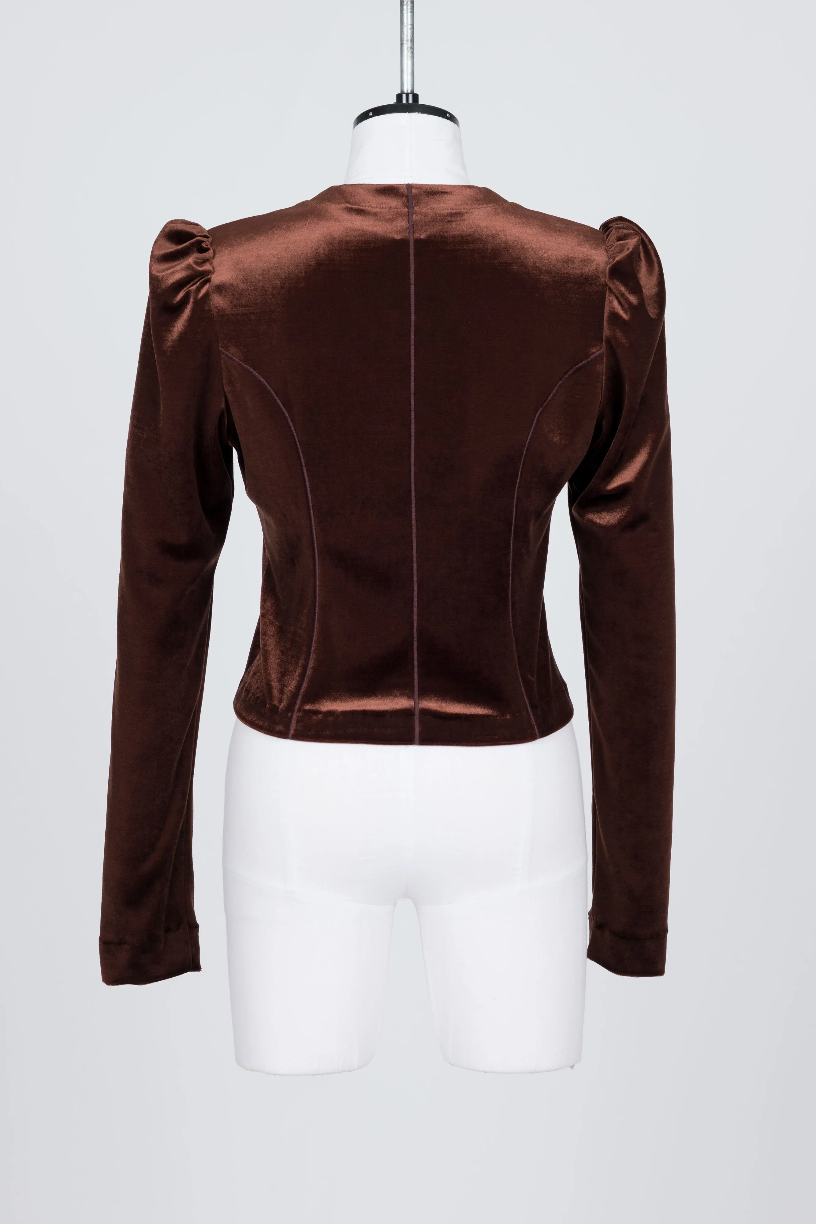 ROSE-EMBROIDERED VELOUR CARDIGAN