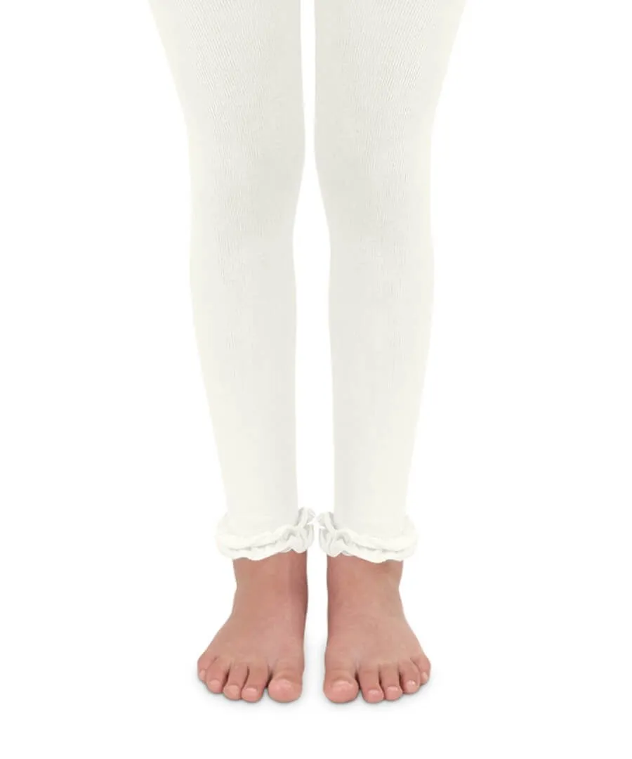 Ruffled Pima Cotton Footless Tights