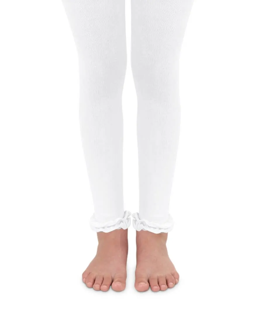 Ruffled Pima Cotton Footless Tights