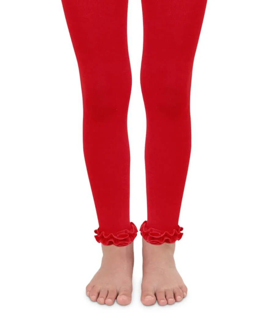 Ruffled Pima Cotton Footless Tights