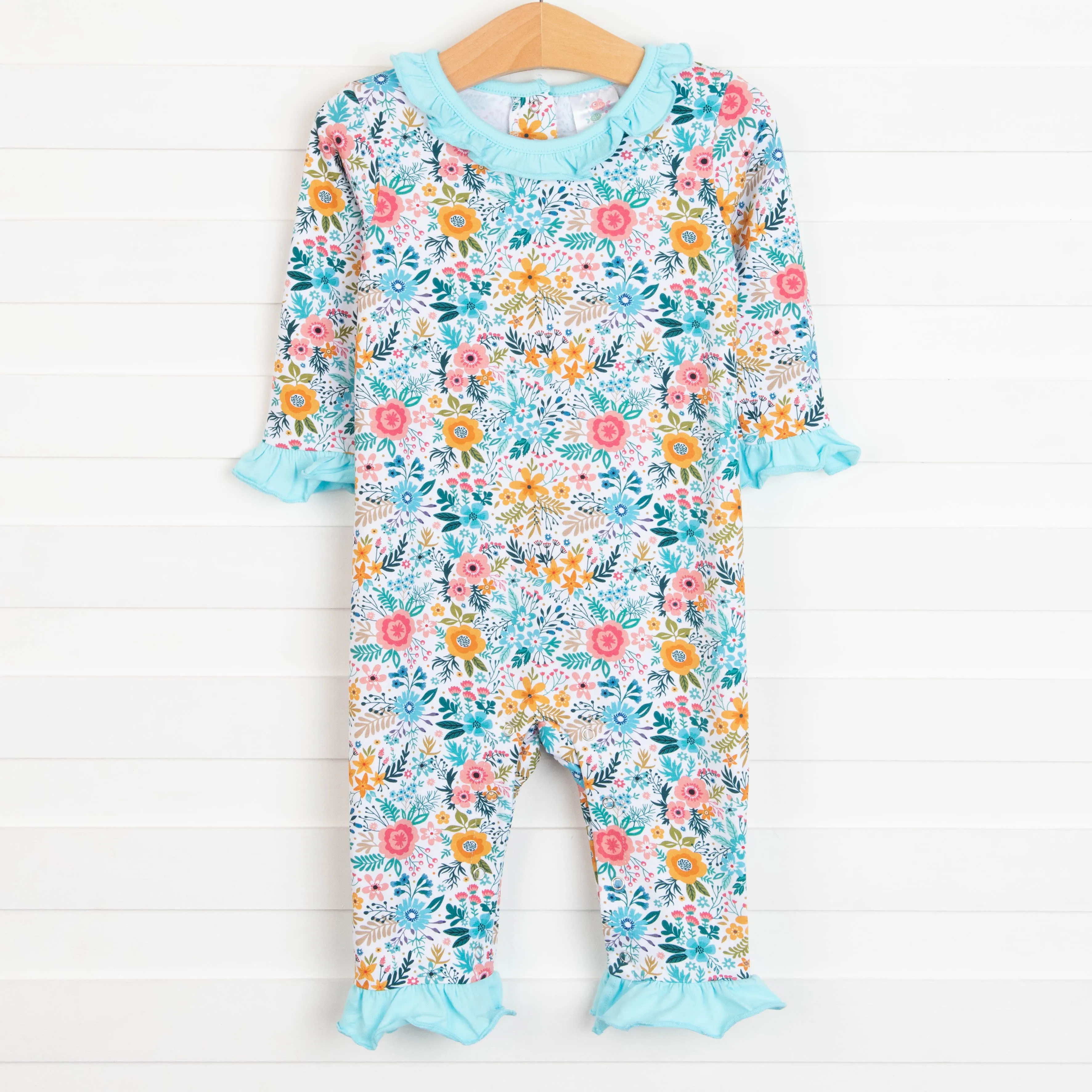 Rylie Romper, Aqua Floral