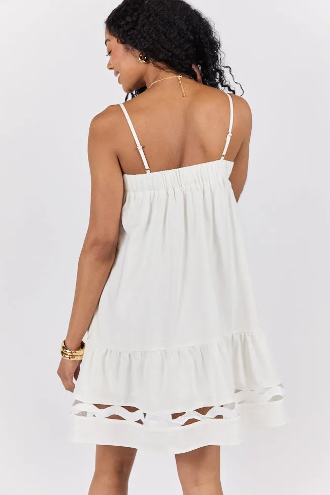 Saltwater Soul Ivory Lattice Mini Dress