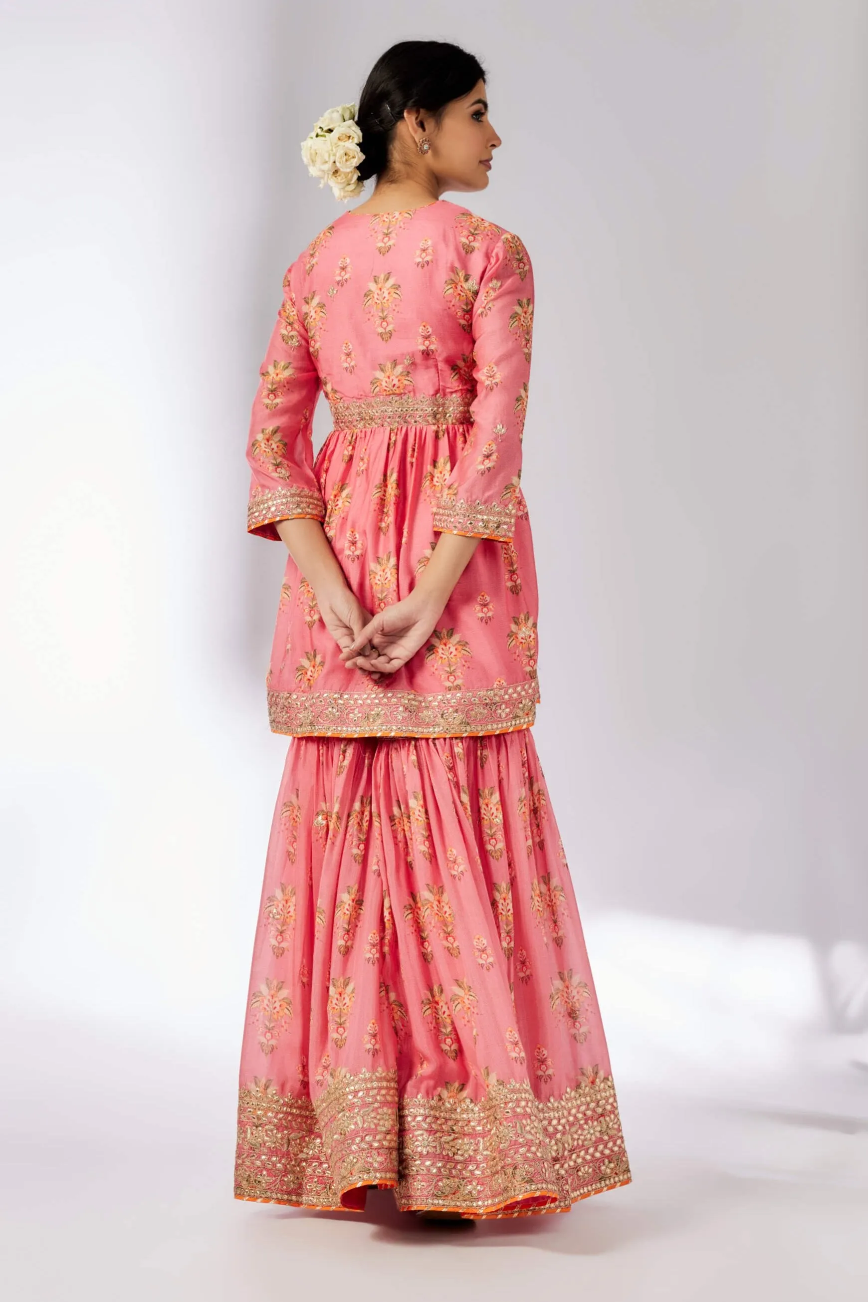 Samiksha pink peplum sharara set