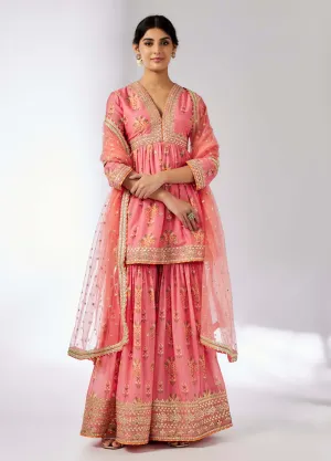 Samiksha pink peplum sharara set