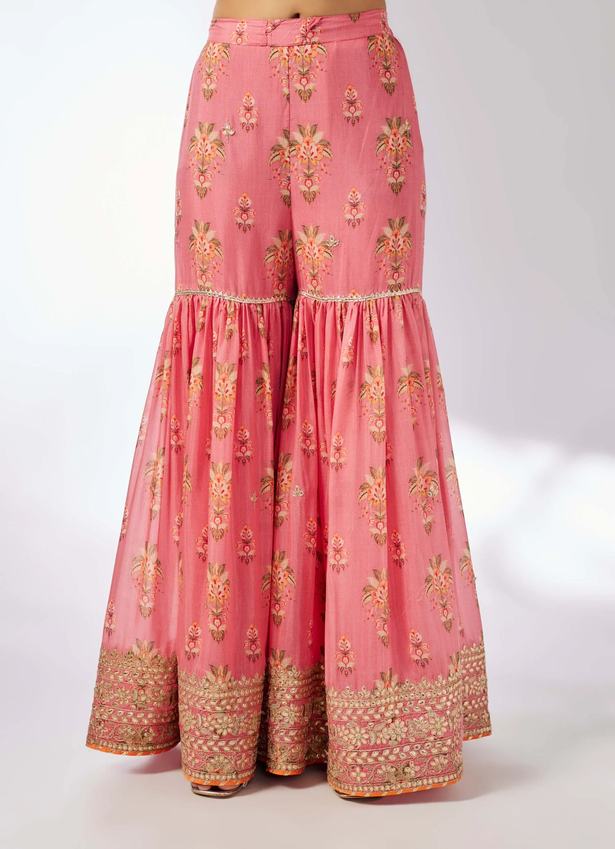 Samiksha pink peplum sharara set