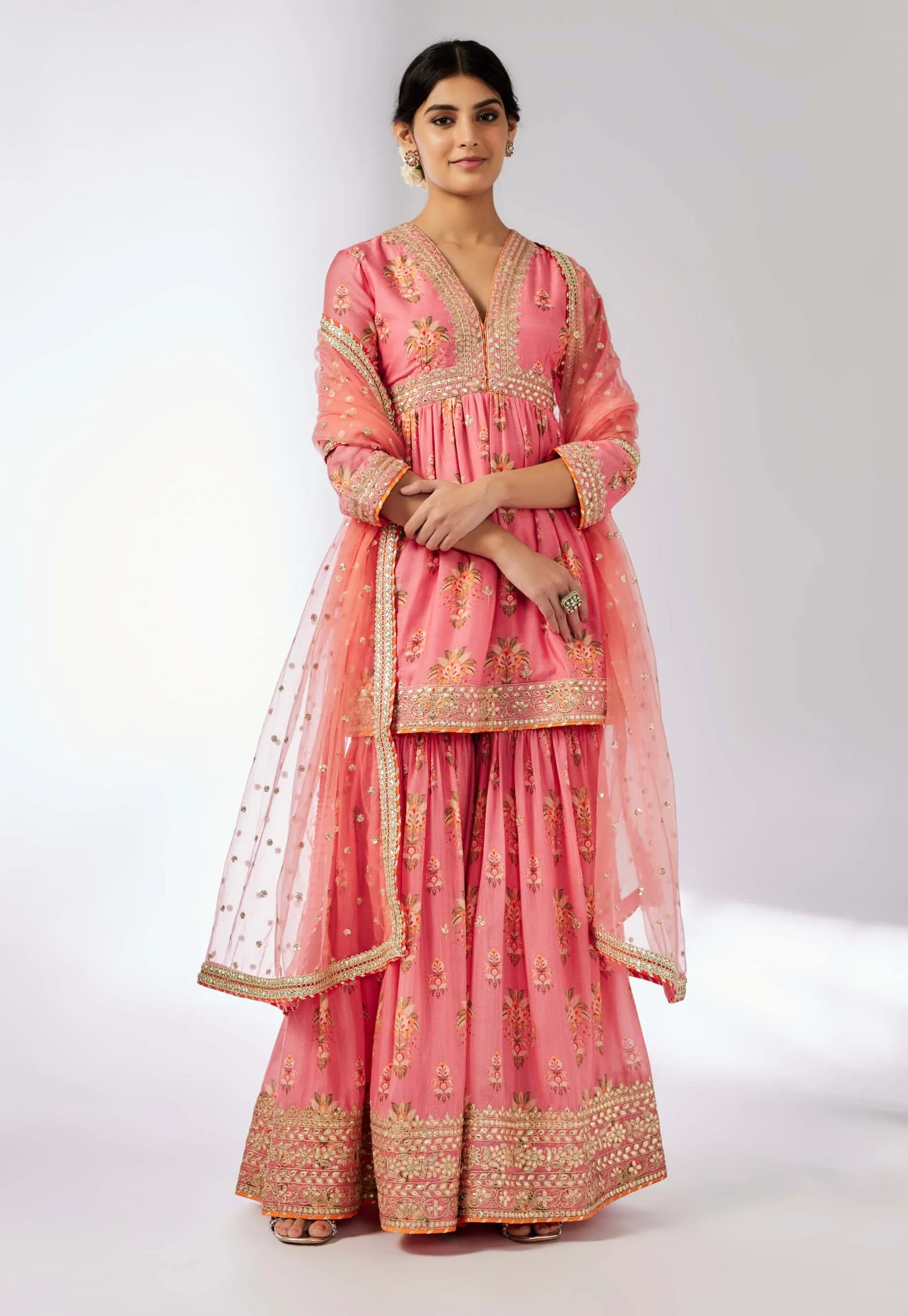 Samiksha pink peplum sharara set