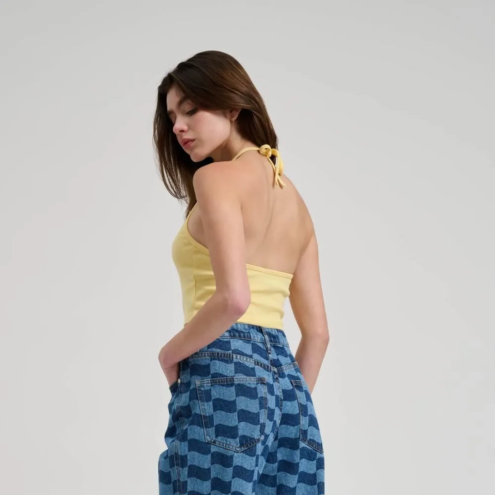 Santa Cruz Womens Vest Asp Butterfly Front Halter Top - Butter