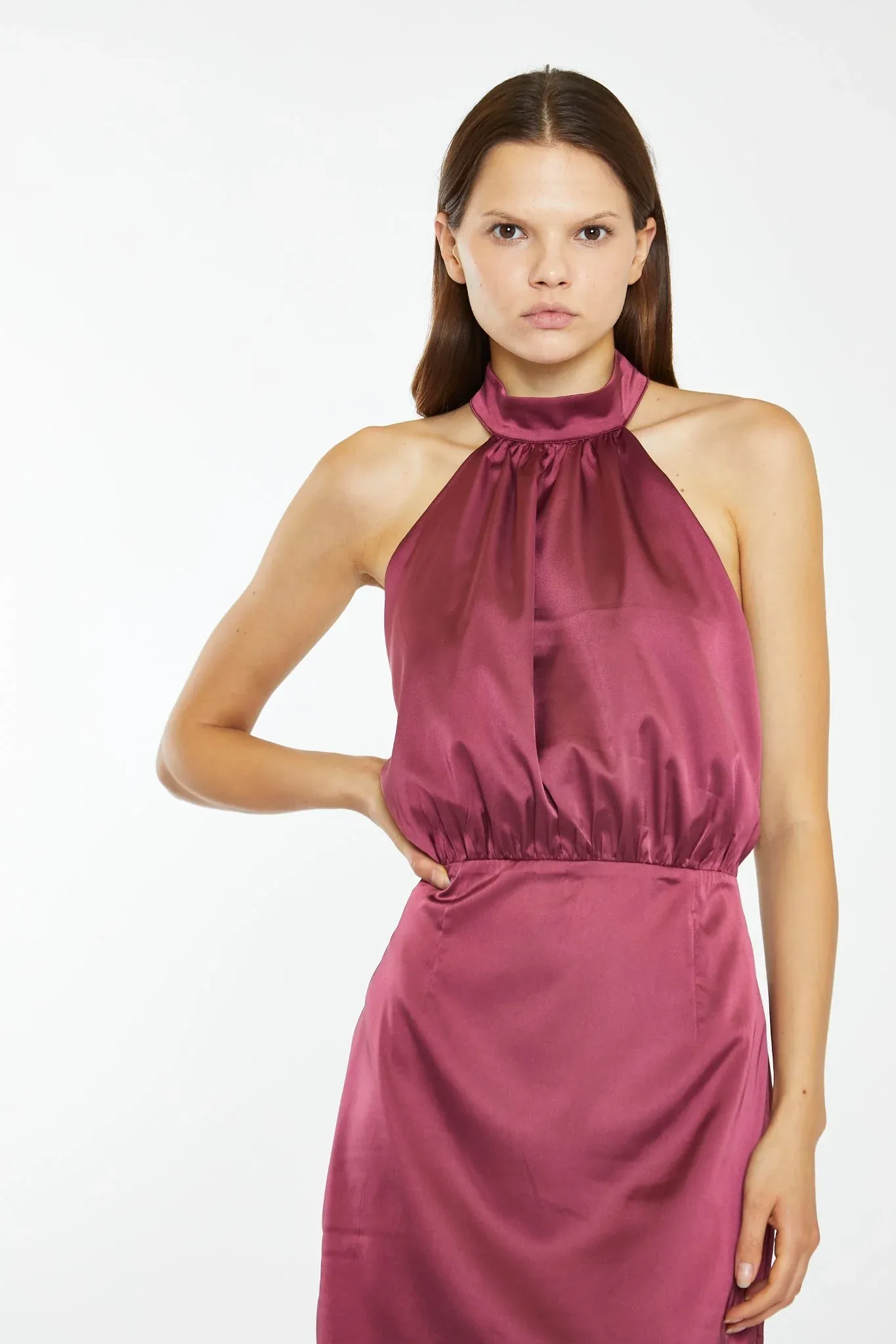 Satin Diamante Strap Mini in Raspberry Dream