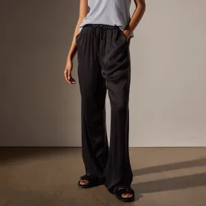 Satin Wide Leg Pant - Black