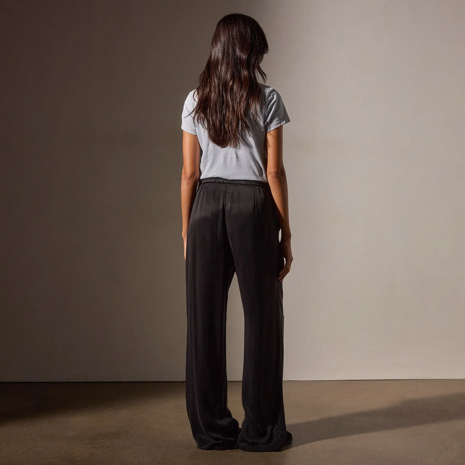 Satin Wide Leg Pant - Black