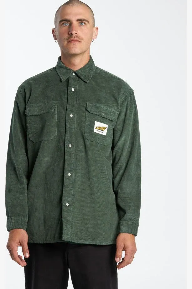 SAWN OFF LONG SLEEVE WORK SHIRT - PINE NEEDLE
