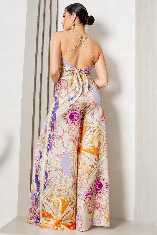 Scarf top & Wide pants set