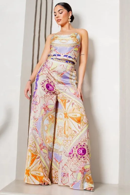 Scarf top & Wide pants set