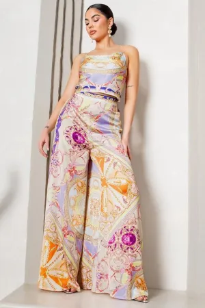 Scarf top & Wide pants set