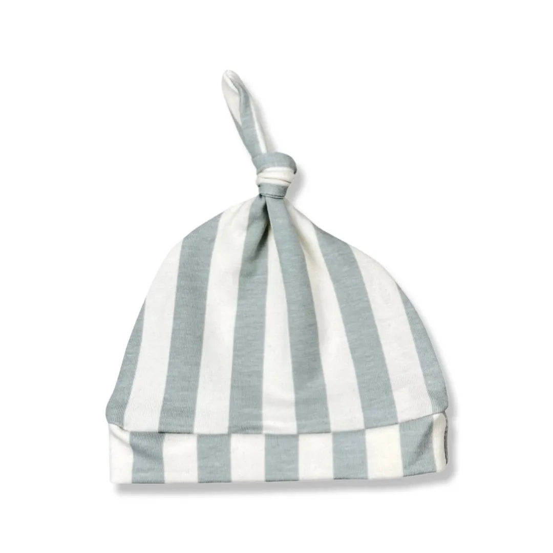 SEA FOAM STRIPE KNOTTED HAT