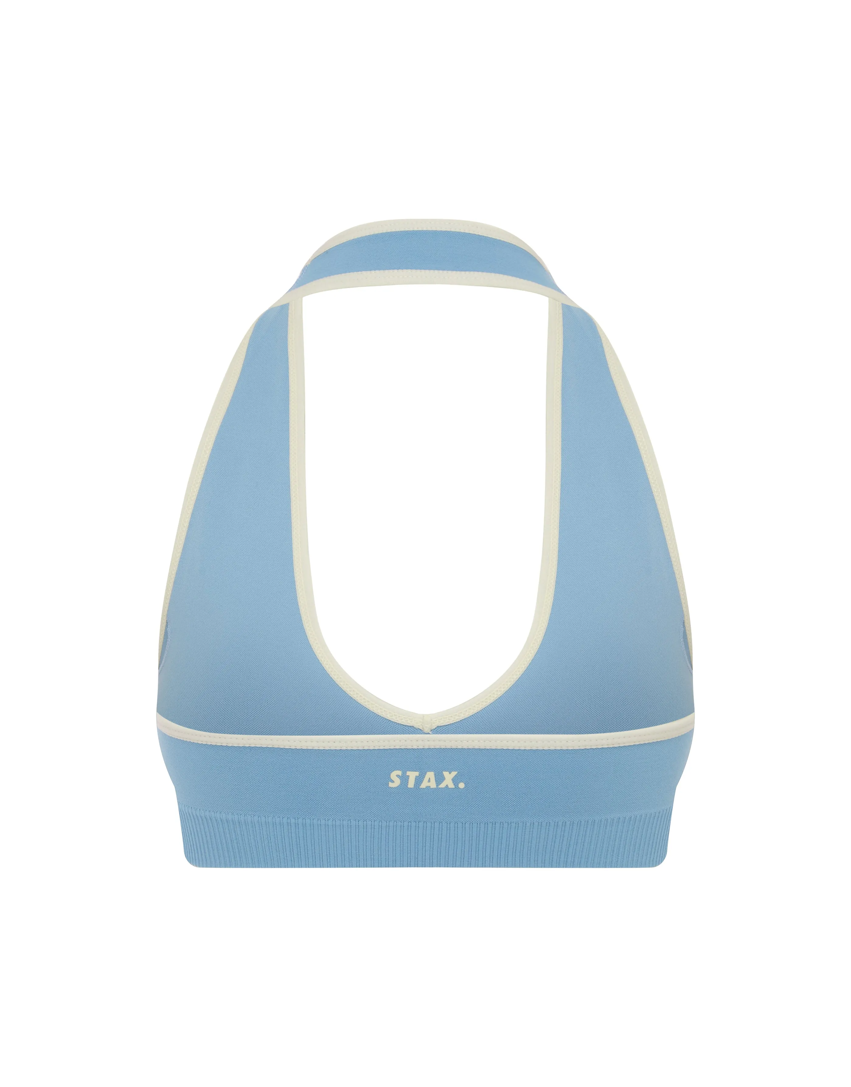 Seamless Kic Halter Crop - Blue/Cream