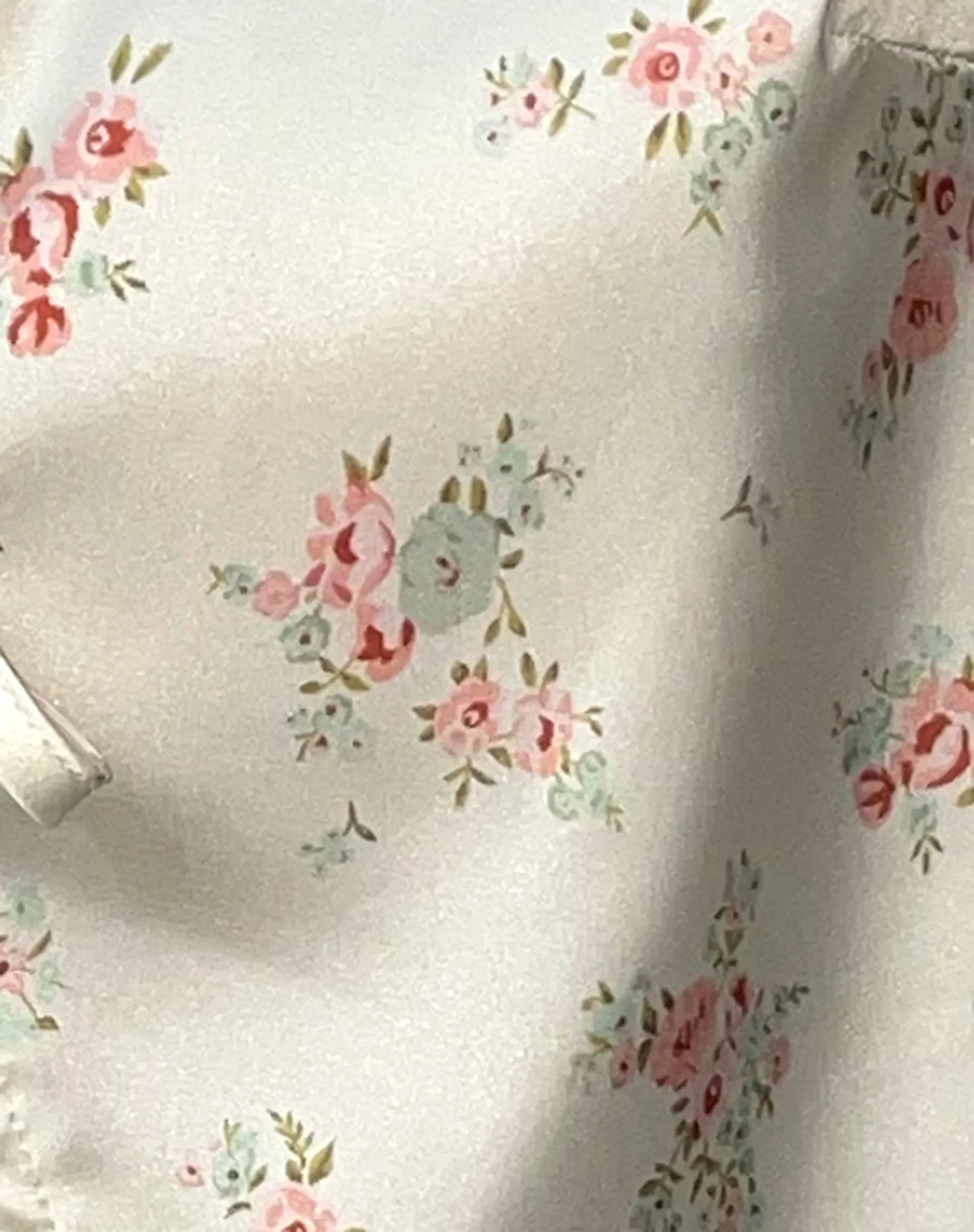 Selene Tie Front Top in Satin Vintage Rose Garland