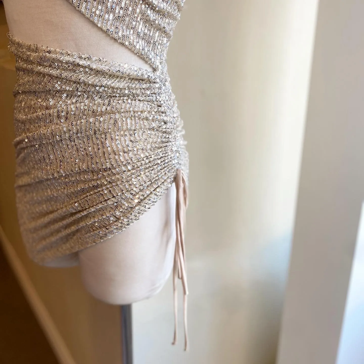 Sequin Cross Halter Neck Mini Dress