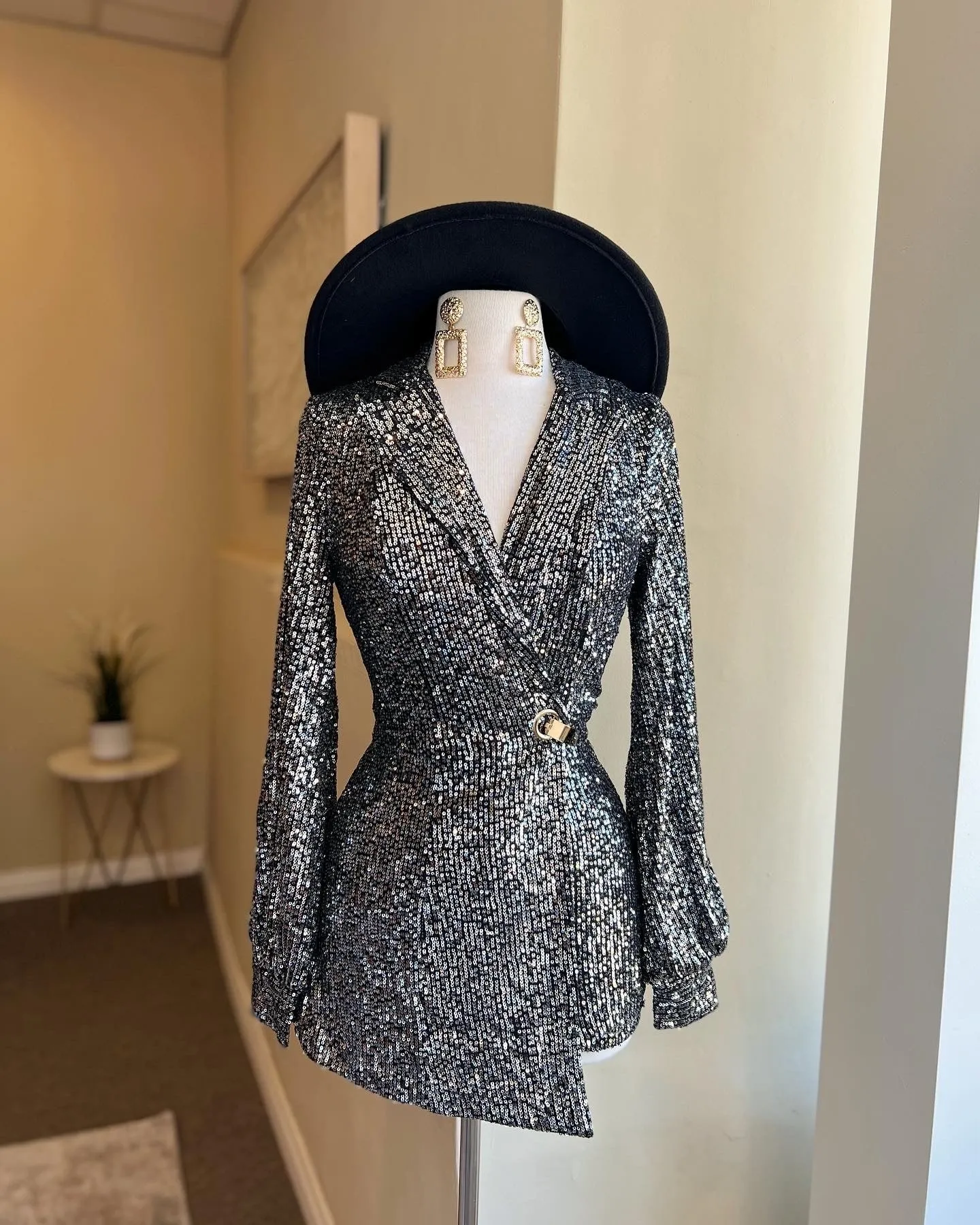 Sequin Long Sleeve Mini Romper