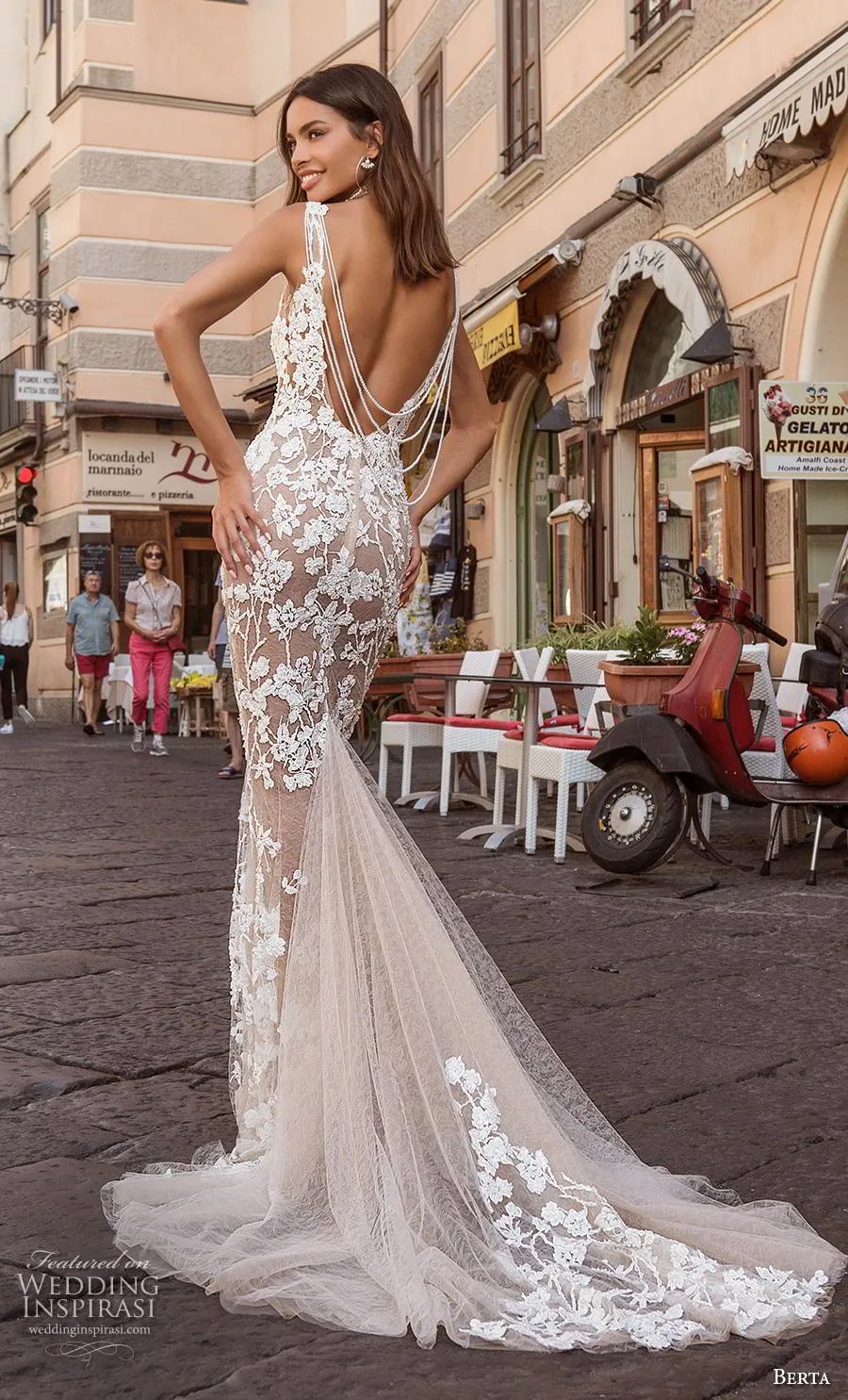 Sexy Backless Mermaid Wedding Dresses Beading Lace Applique